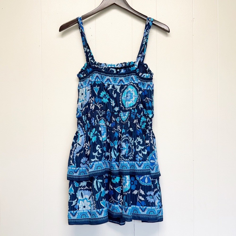 NWT RAMY BROOK Alicia Mixed Print Cotton Blend Mini Dress Blue Small - Picture 13 of 13